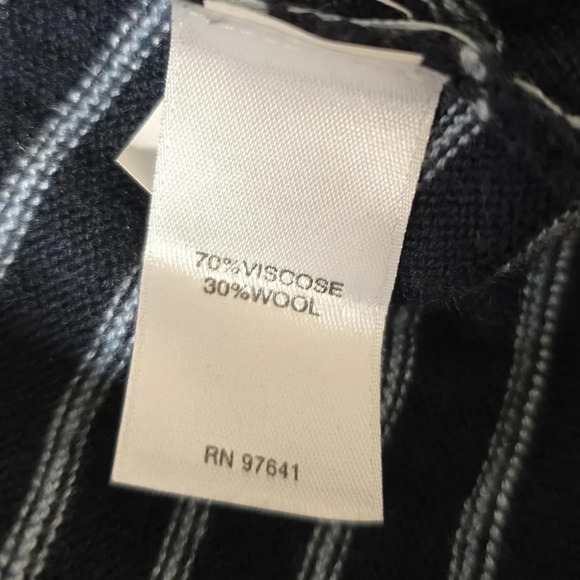 J Jill Wool Blend Sweater Womens  Blue Stripe Asymmetrical Hem Tunic Soft Sz S - Picture 7 of 8
